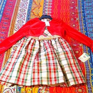 Bonnie Jean Girls dress sz 16, red/green/gold/white